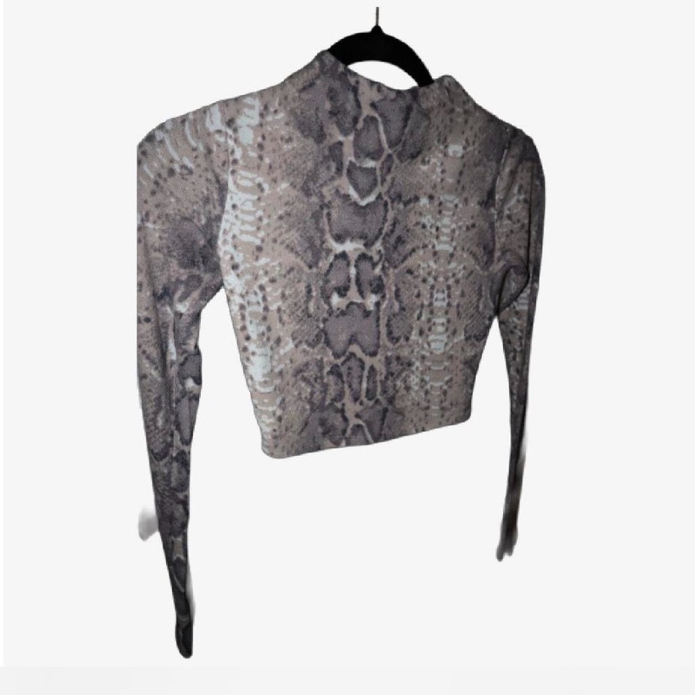 Fashion Nova Cropped Snake Skin Fleece Going Out Top